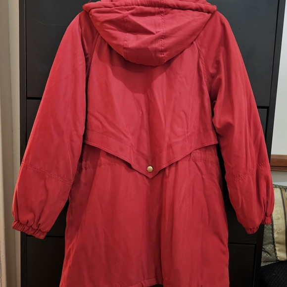 Preston & York Women's Long Hooded Zip Parka Coat Jacket Small Red - Picture 6 of 12